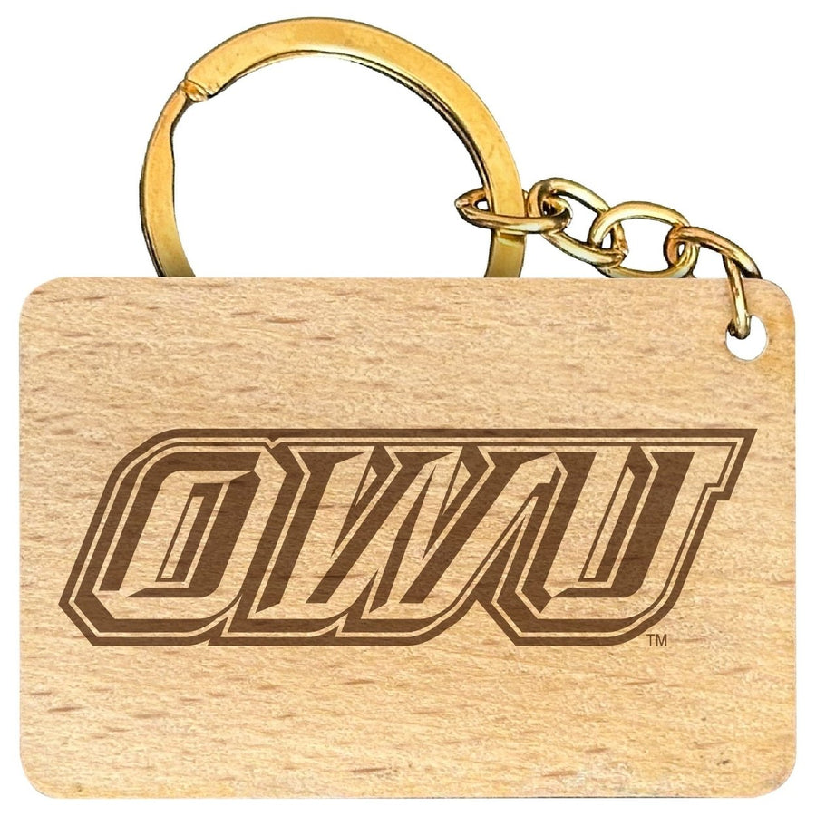 Ohio Wesleyan University Engraved Flat Wood Keychain 1.5" x 2.5" Officially Licensed Collegiate Product Image 1