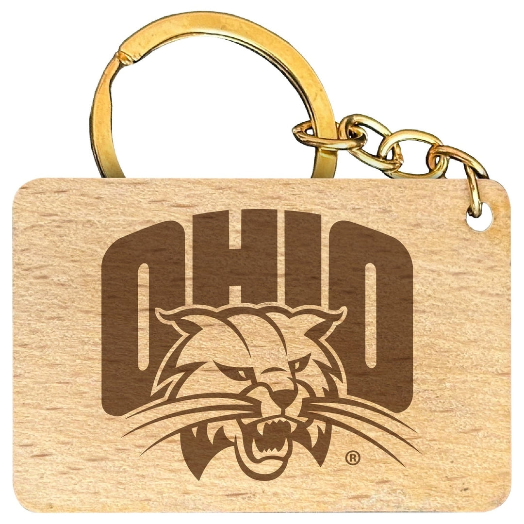 Ohio University Engraved Flat Wood Keychain 1.5" x 2.5" Officially Licensed Collegiate Product Image 1