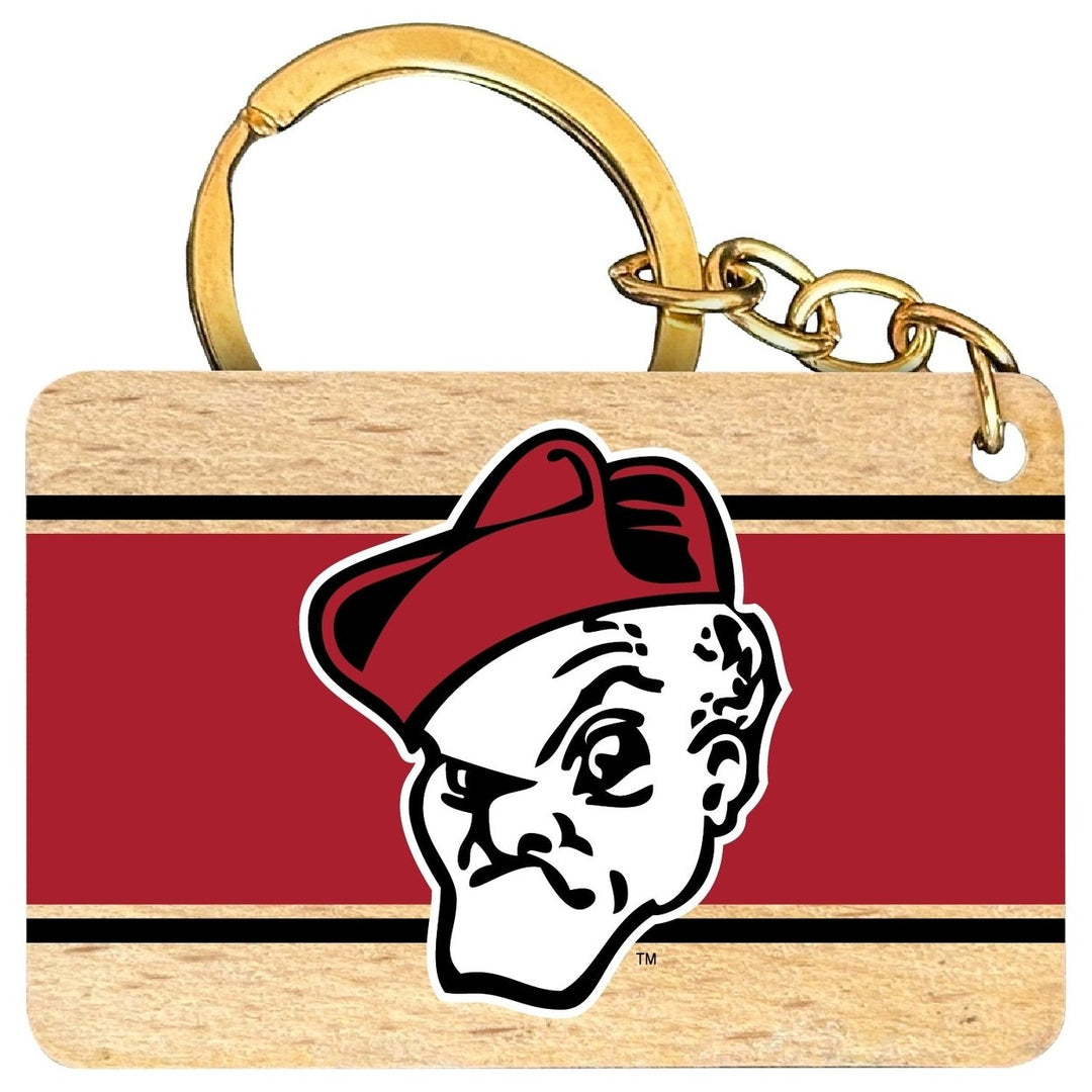 Ohio Wesleyan University Flat Wood Keychain 1.5" x 2.5" Officially Licensed Collegiate Product Image 1