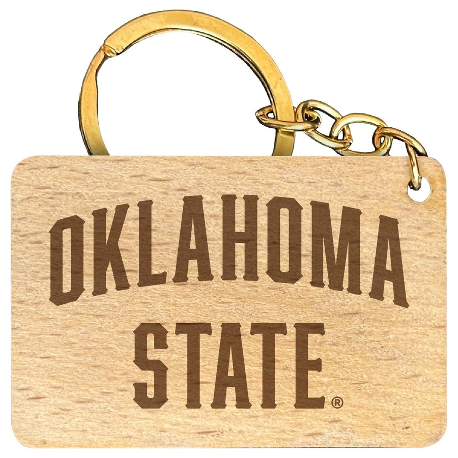 Oklahoma State Cowboys Engraved Flat Wood Keychain 1.5" x 2.5" Officially Licensed Collegiate Product Image 1