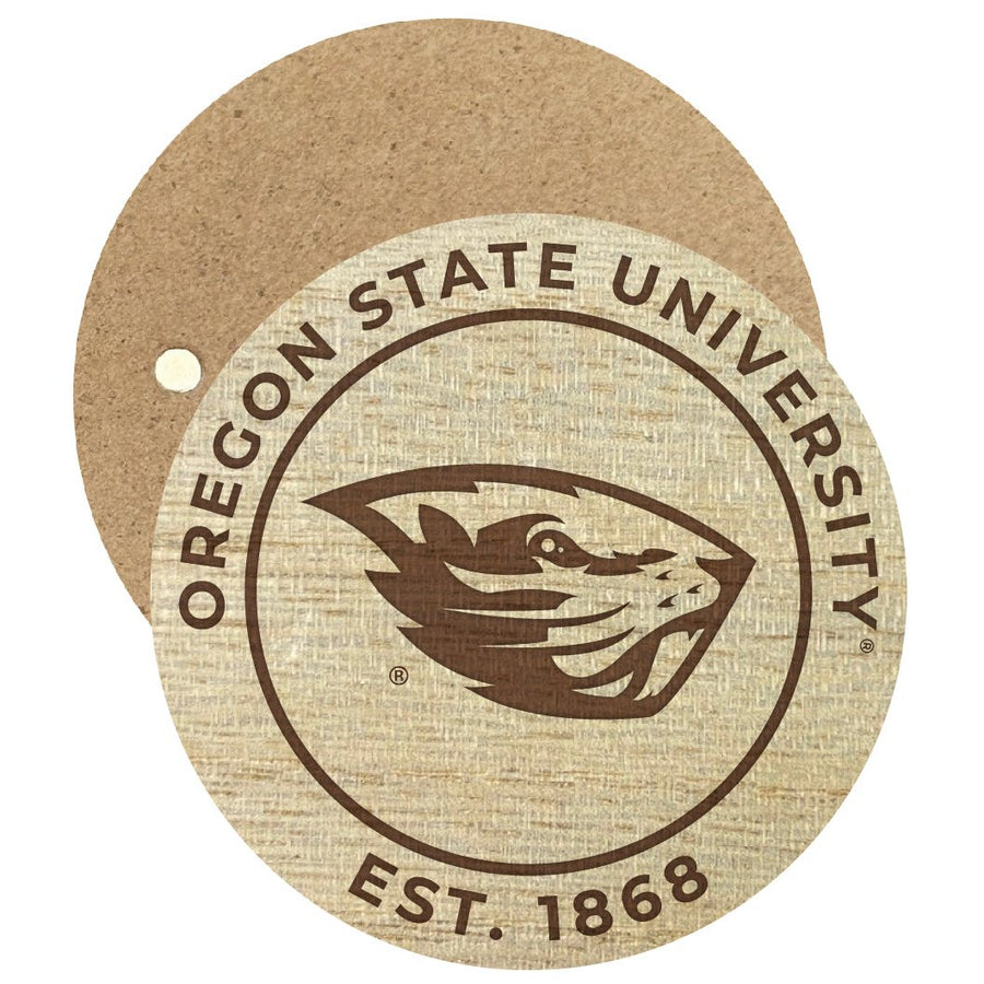 Oregon State Beavers Engraved Round Wooden 2.5" Fridge Magnet Officially Licensed Collegiate Product Image 1