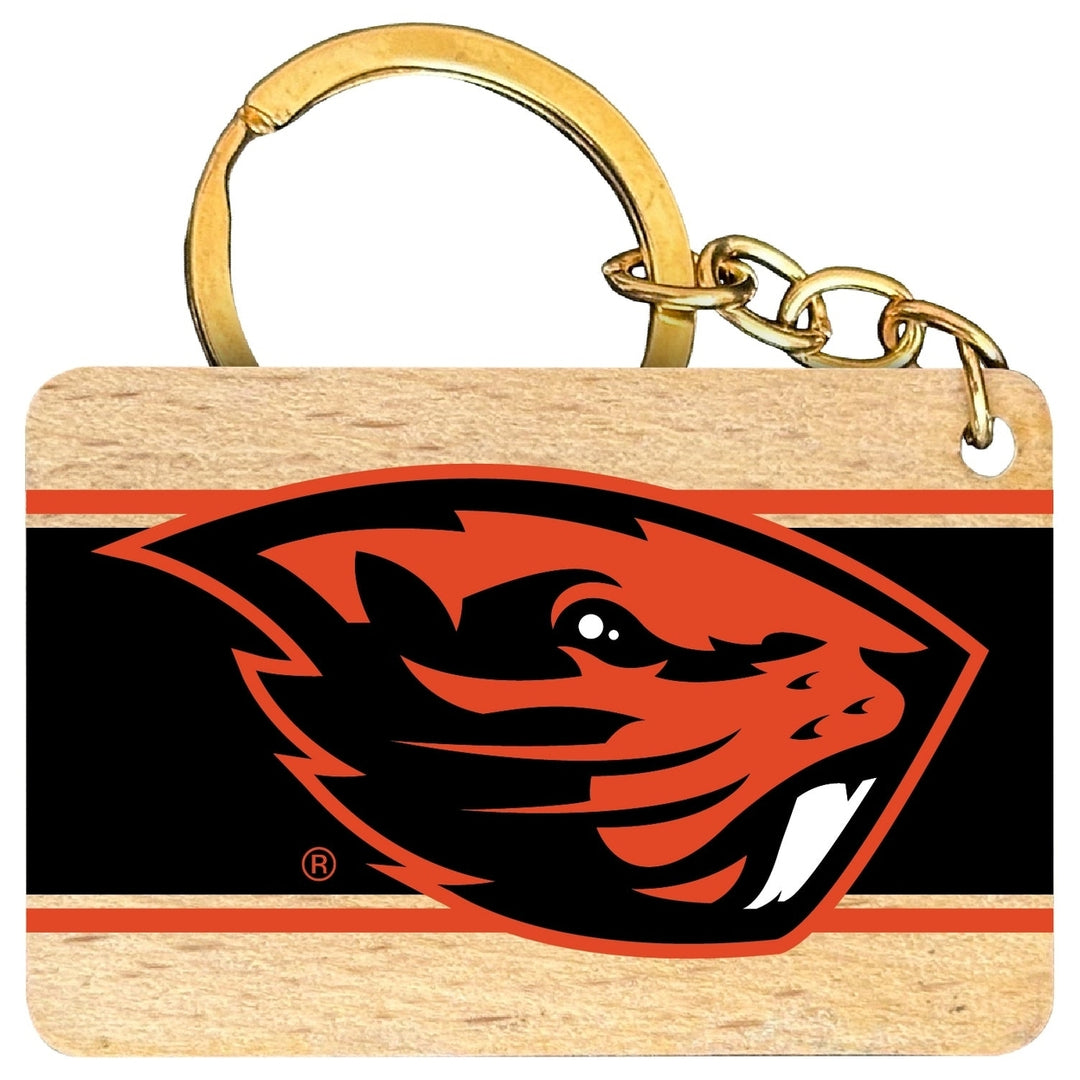 Oregon State Beavers Flat Wood Keychain 1.5" x 2.5" Officially Licensed Collegiate Product Image 1