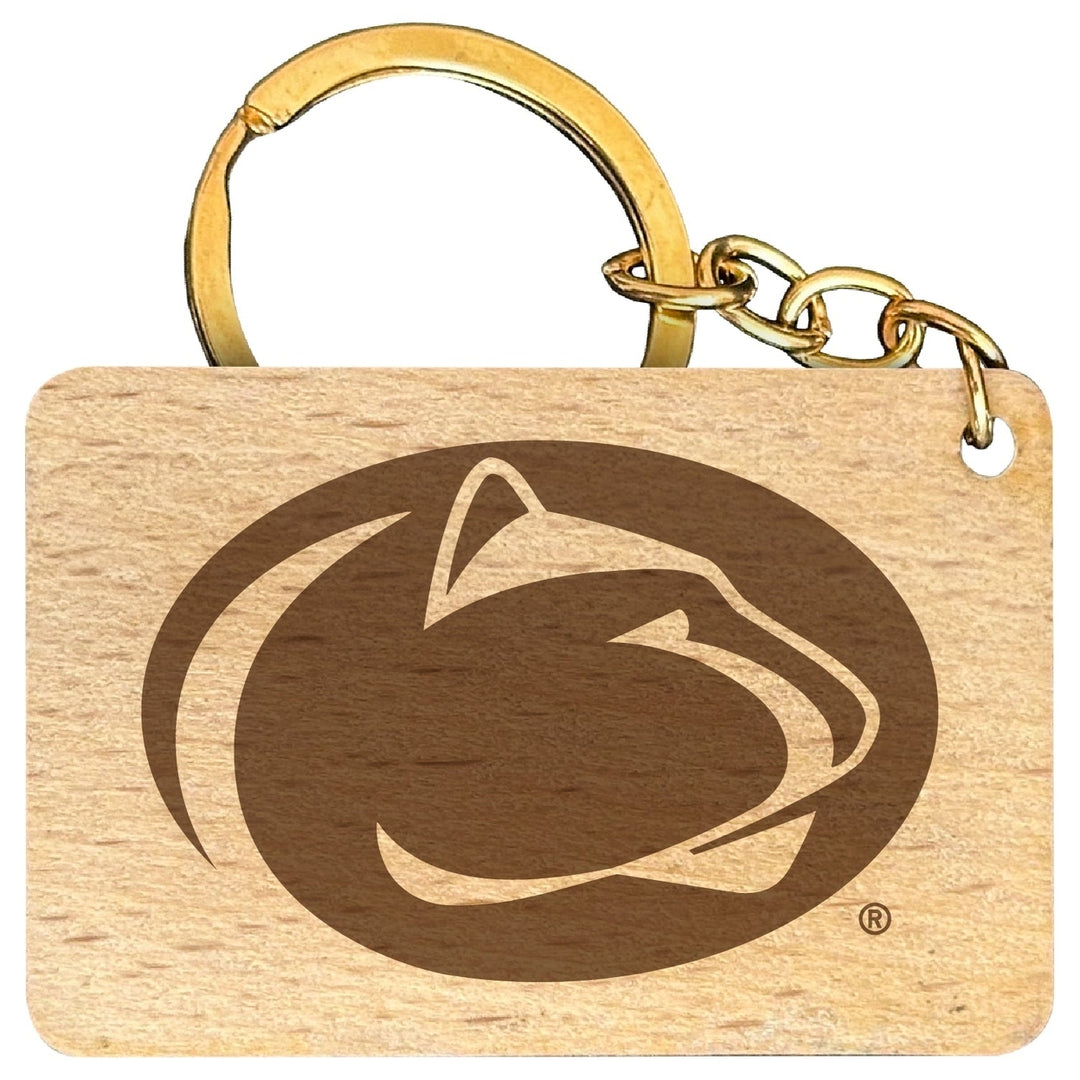 Penn State Nittany Lions Engraved Flat Wood Keychain 1.5" x 2.5" Officially Licensed Collegiate Product Image 1