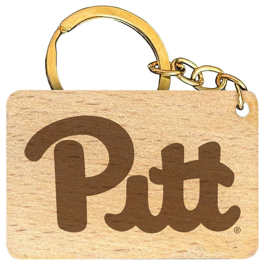 Pittsburgh Panthers Engraved Flat Wood Keychain 1.5" x 2.5" Officially Licensed Collegiate Product Image 1