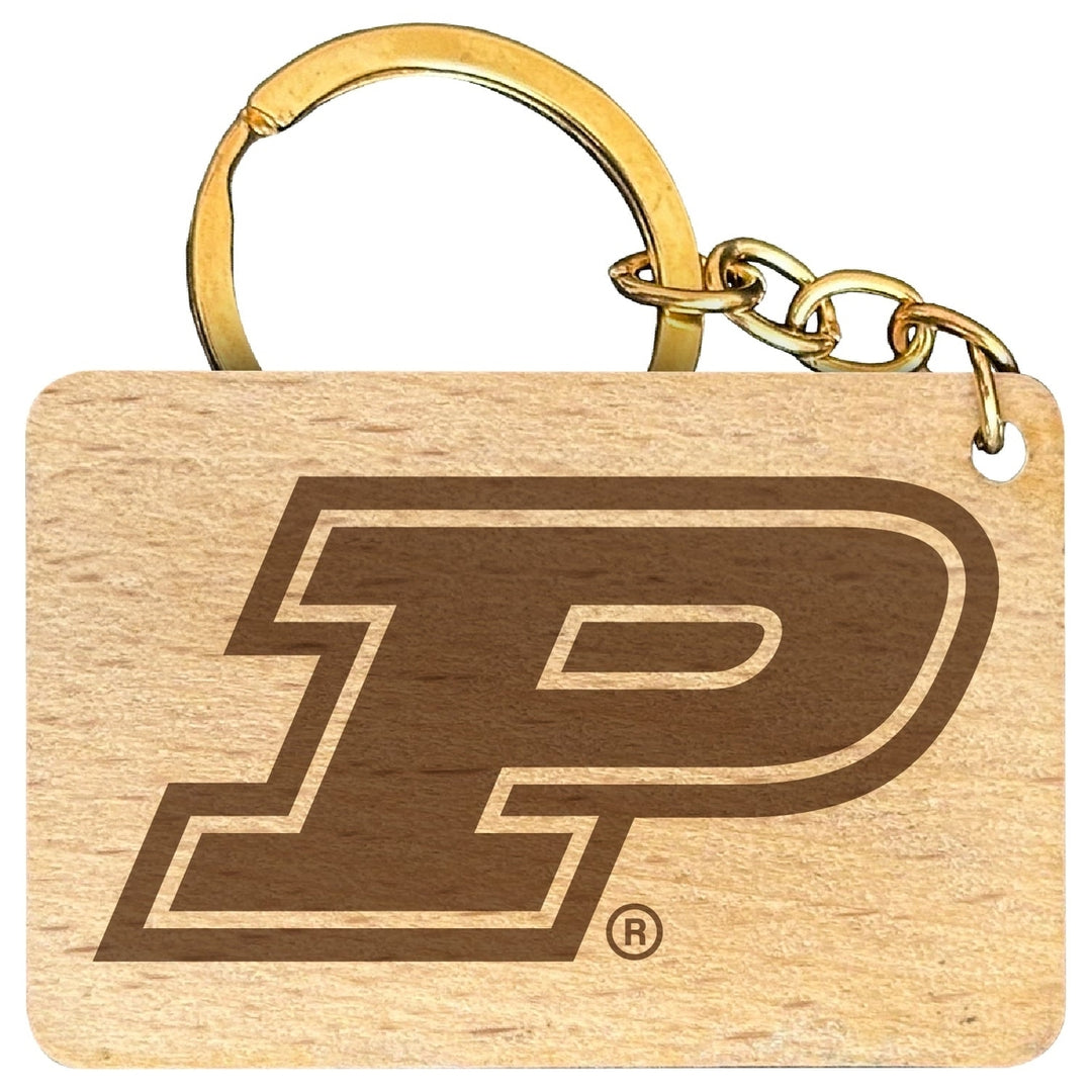 Purdue Boilermakers Engraved Flat Wood Keychain 1.5" x 2.5" Officially Licensed Collegiate Product Image 1