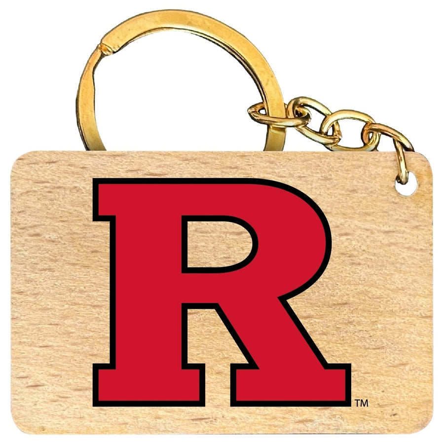 Rutgers Scarlet Knights Flat Wood Keychain 1.5" x 2.5" Officially Licensed Collegiate Product Image 1