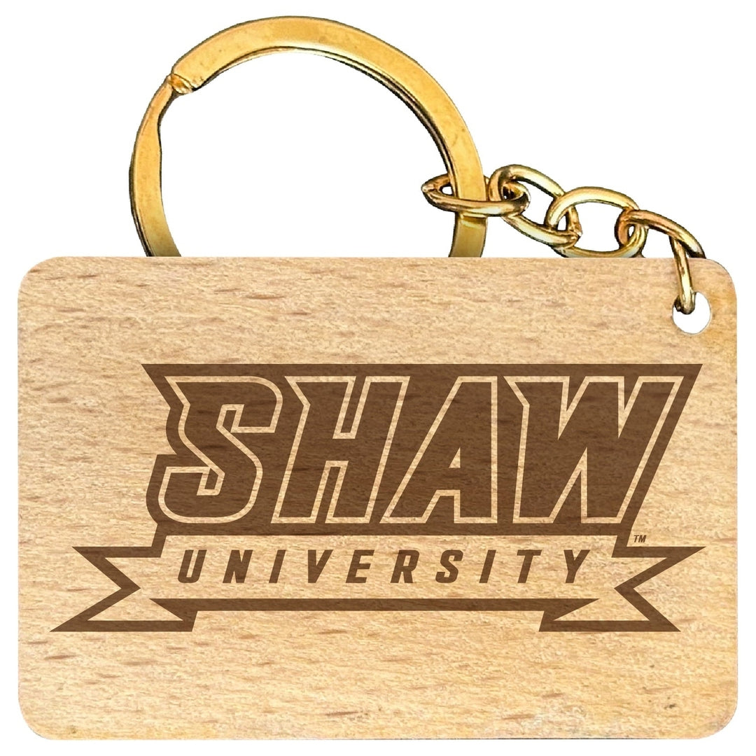 Shaw University Bears Engraved Flat Wood Keychain 1.5" x 2.5" Officially Licensed Collegiate Product Image 1