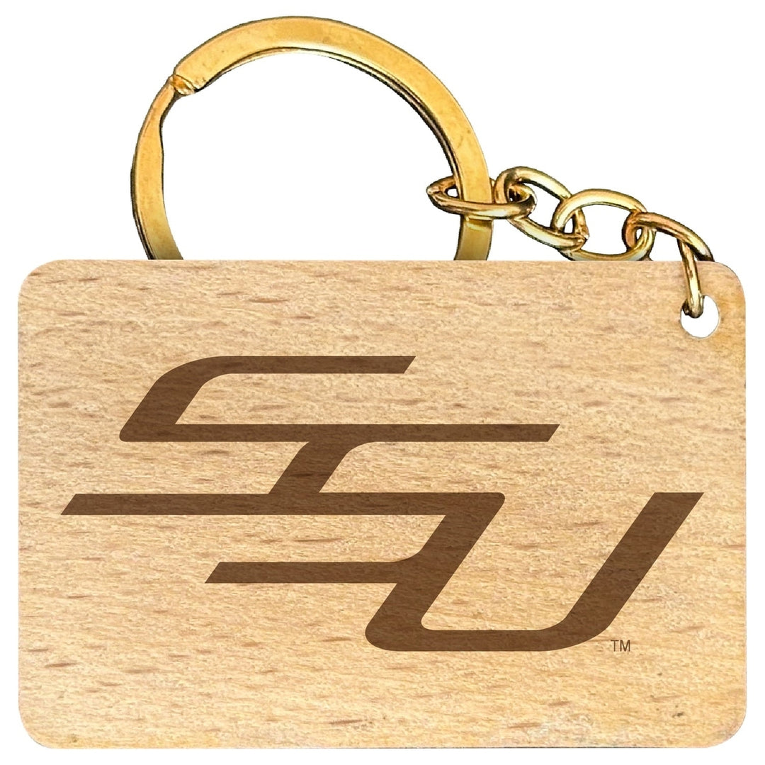 Savannah State University Engraved Flat Wood Keychain 1.5" x 2.5" Officially Licensed Collegiate Product Image 1