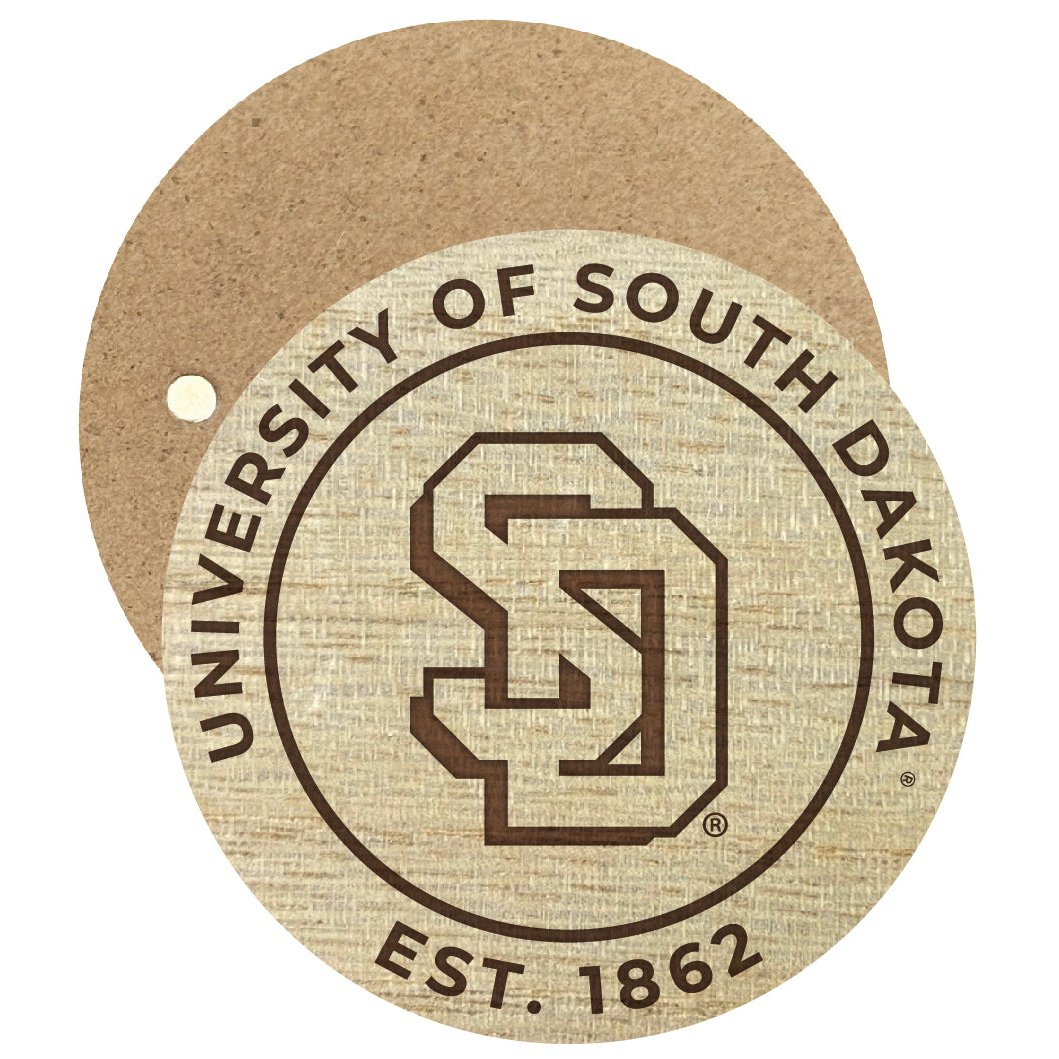 South Dakota Coyotes Engraved Round Wooden 2.5" Fridge Magnet Officially Licensed Collegiate Product Image 1