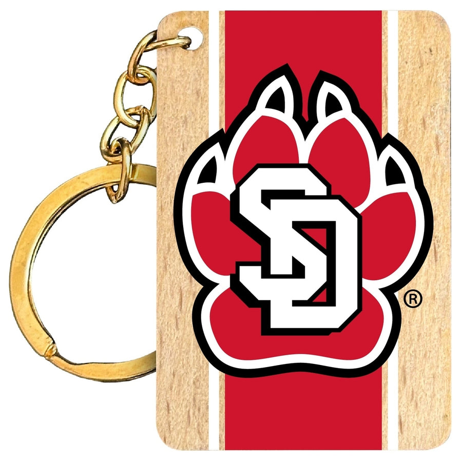 South Dakota Coyotes Flat Wood Keychain 1.5" x 2.5" Officially Licensed Collegiate Product Image 1