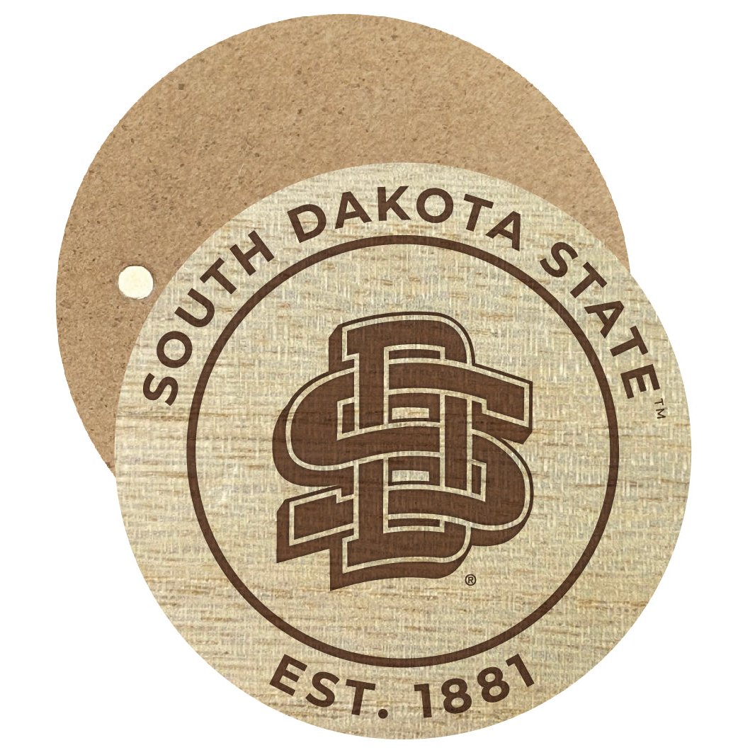 South Dakota State Jackrabbits Engraved Round Wooden 2.5" Fridge Magnet Officially Licensed Collegiate Product Image 1