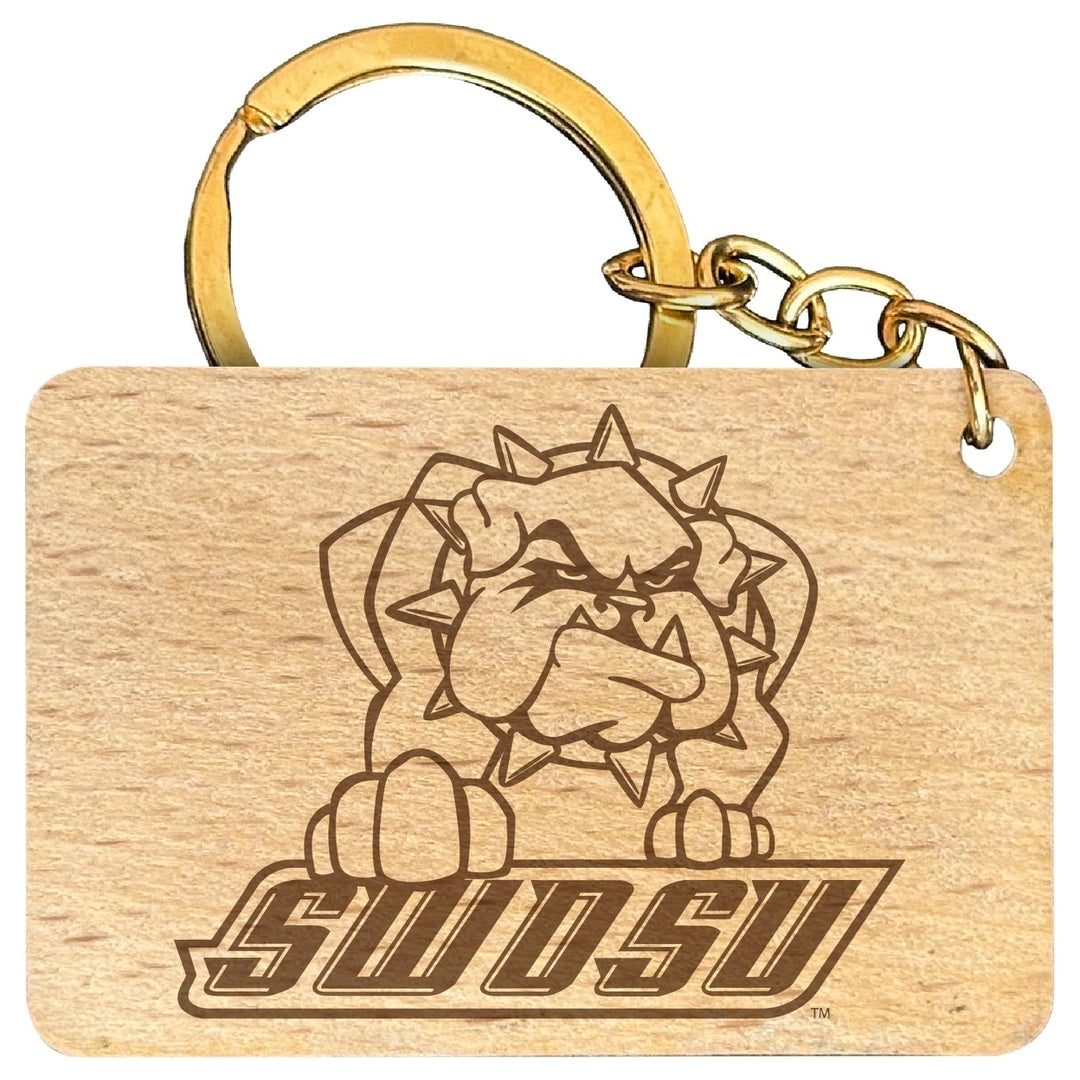 Southwestern Oklahoma State University Engraved Flat Wood Keychain 1.5" x 2.5" Officially Licensed Collegiate Product Image 1