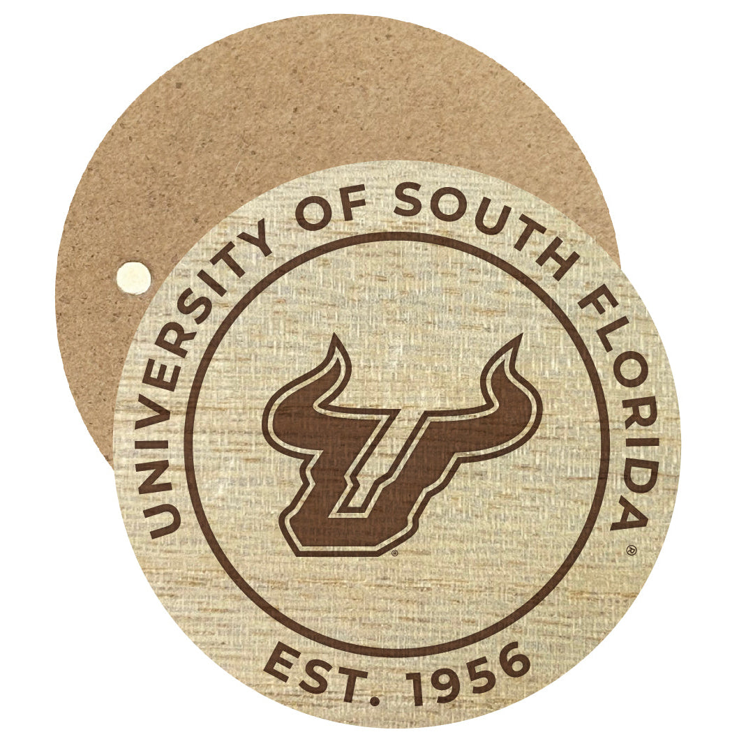 South Florida Bulls Engraved Round Wooden 2.5" Fridge Magnet Officially Licensed Collegiate Product Image 1