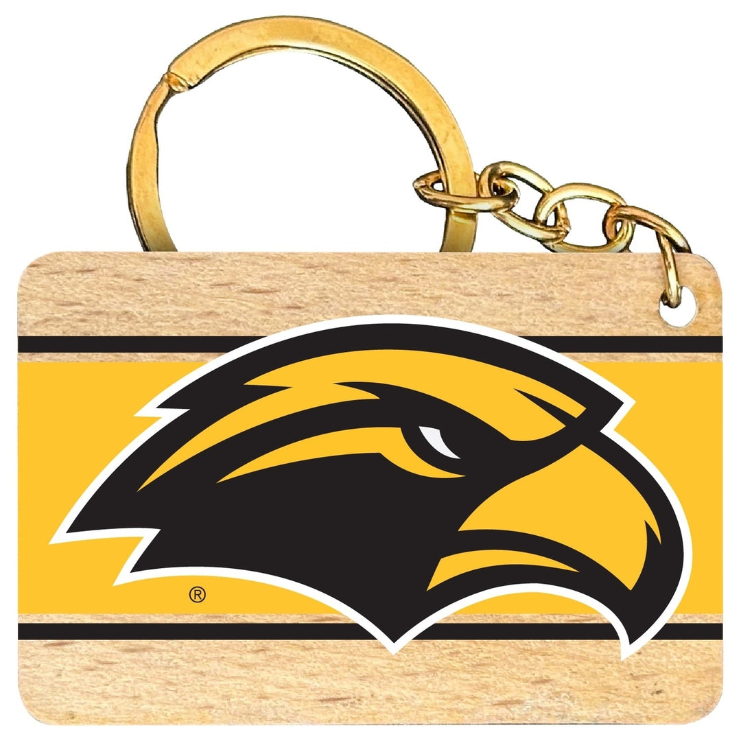 Southern Mississippi Golden Eagles Flat Wood Keychain 1.5" x 2.5" Officially Licensed Collegiate Product Image 1