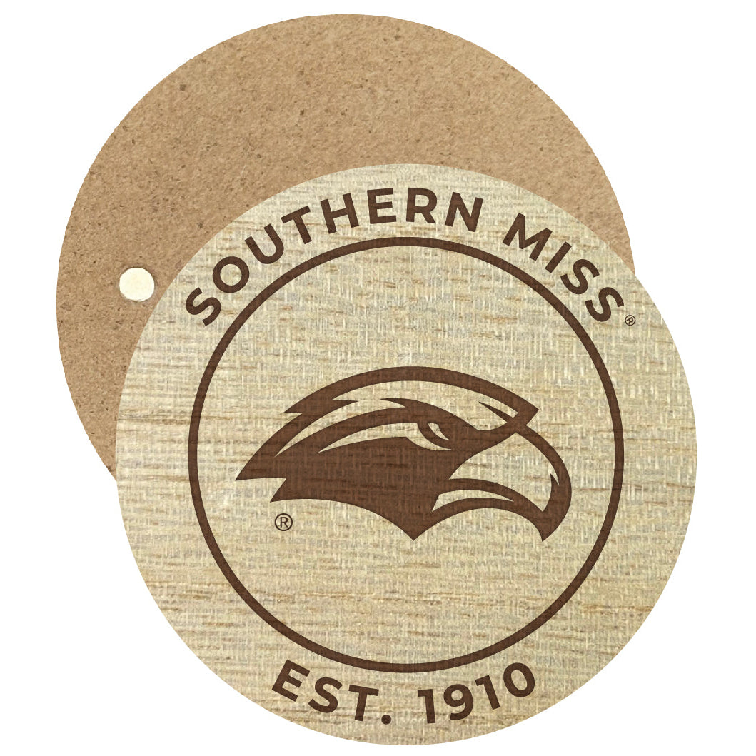 Southern Mississippi Golden Eagles Engraved Round Wooden 2.5" Fridge Magnet Officially Licensed Collegiate Product Image 1