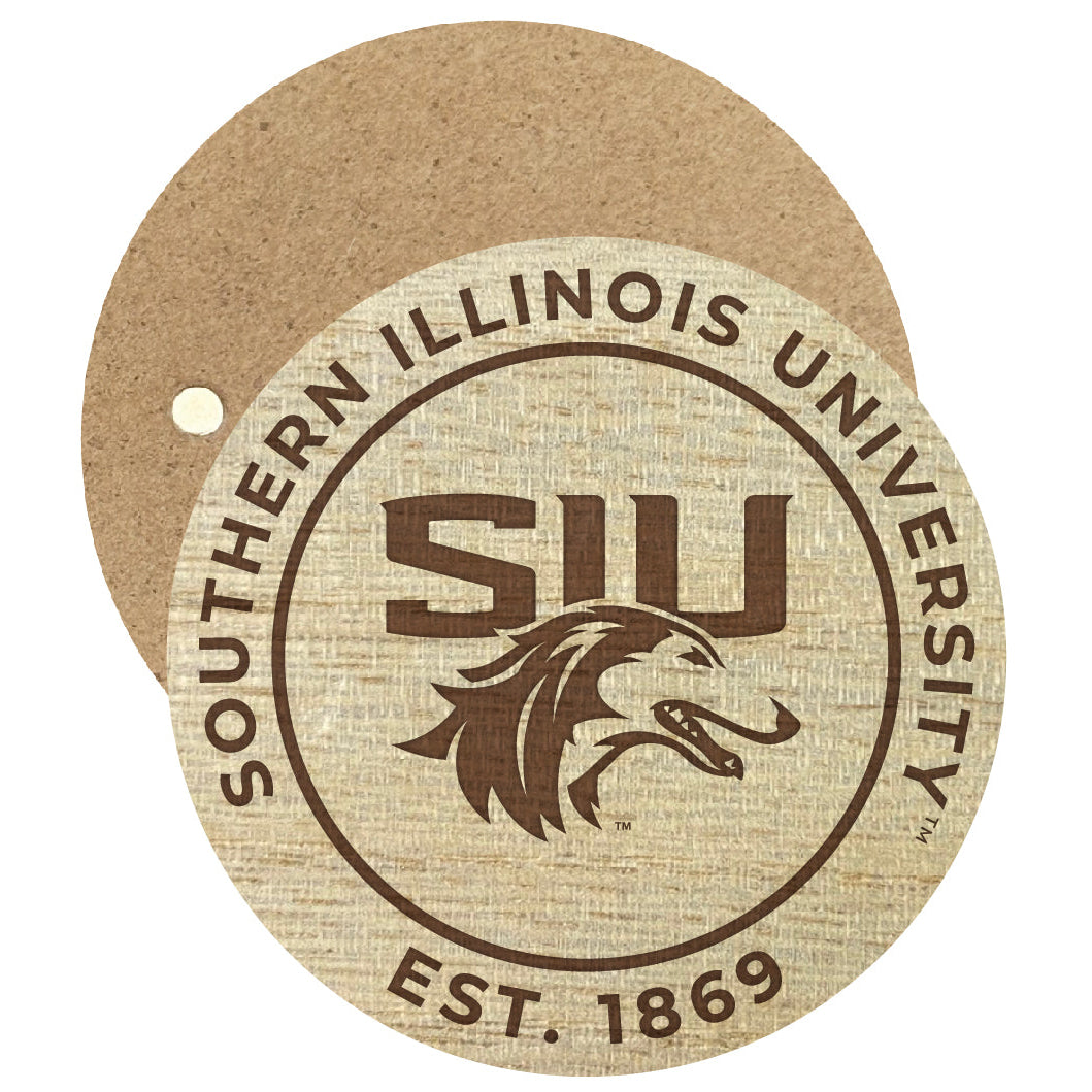 Southern Illinois Salukis Engraved Round Wooden 2.5" Fridge Magnet Officially Licensed Collegiate Product Image 1