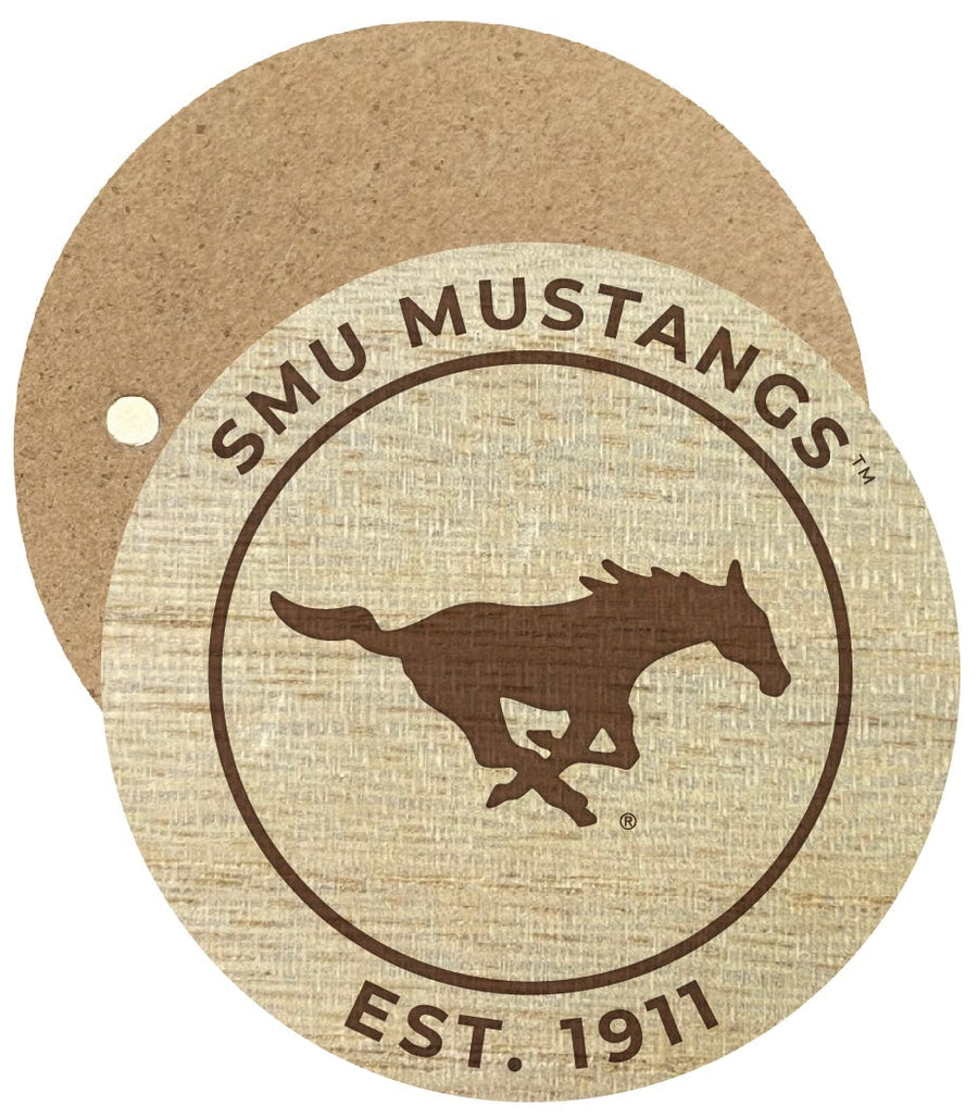 Southern Methodist University Engraved Round Wooden 2.5" Fridge Magnet Officially Licensed Collegiate Product Image 1