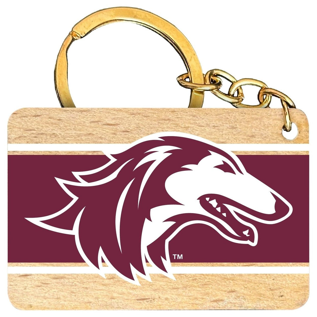 Southern Illinois Salukis Flat Wood Keychain 1.5" x 2.5" Officially Licensed Collegiate Product Image 1