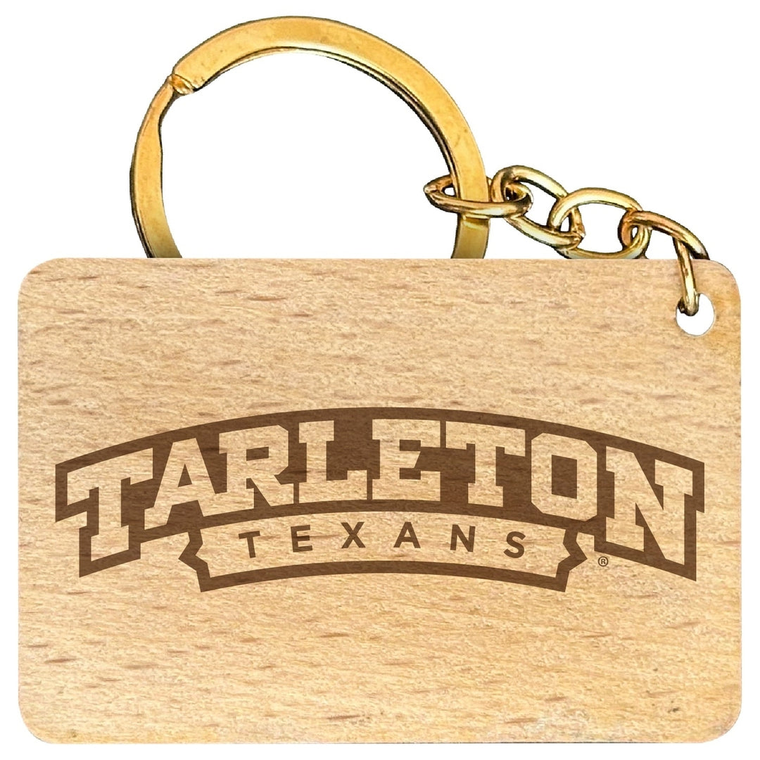 Tarleton State University Engraved Flat Wood Keychain 1.5" x 2.5" Officially Licensed Collegiate Product Image 1