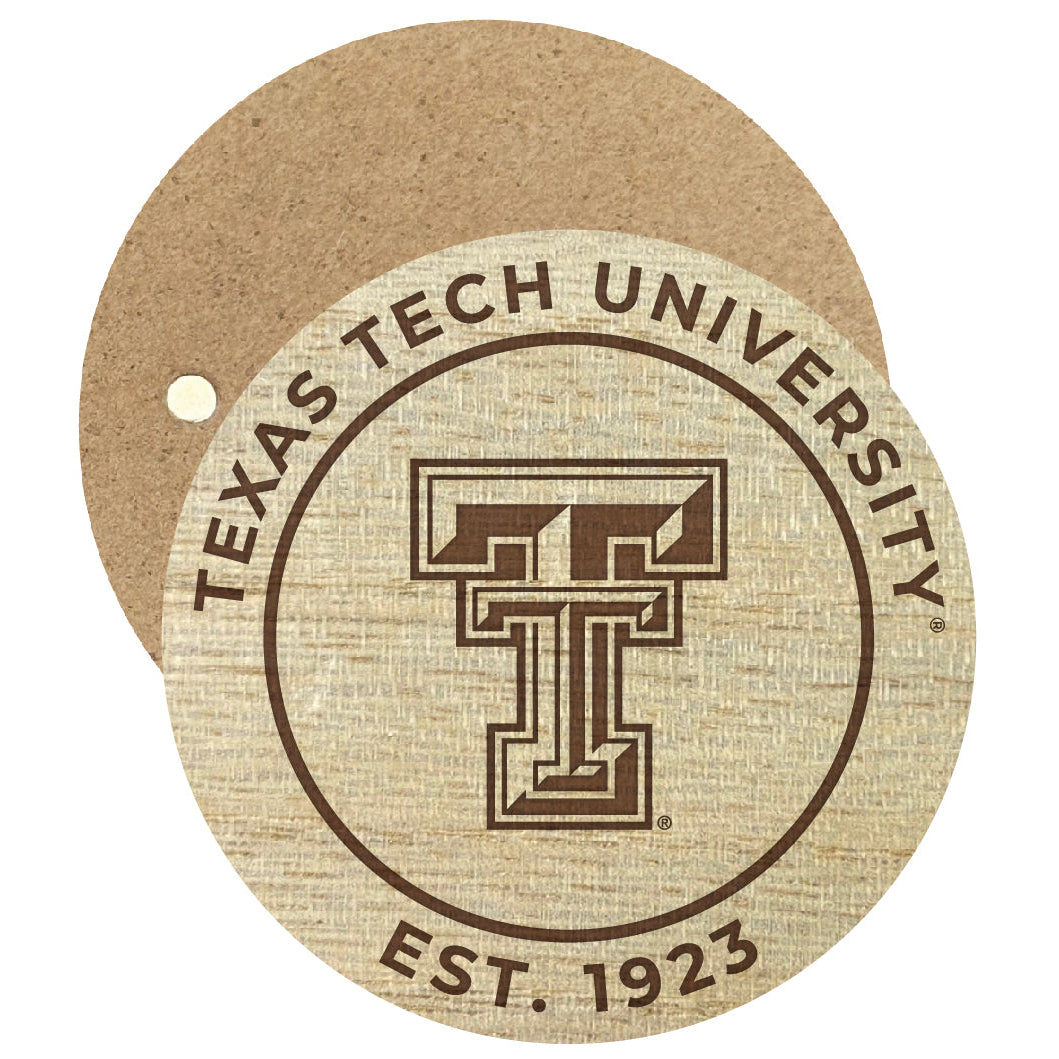 Texas Tech Red Raiders Engraved Round Wooden 2.5" Fridge Magnet Officially Licensed Collegiate Product Image 1