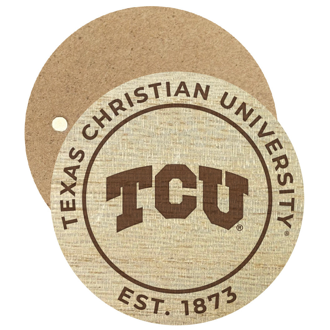 Texas Christian University Engraved Round Wooden 2.5" Fridge Magnet Officially Licensed Collegiate Product Image 1