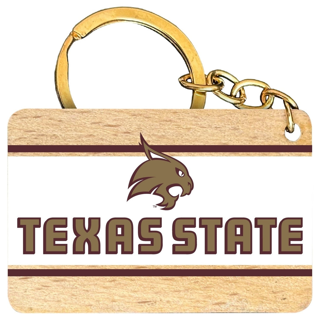 Texas State Bobcats Flat Wood Keychain 1.5" x 2.5" Officially Licensed Collegiate Product Image 1