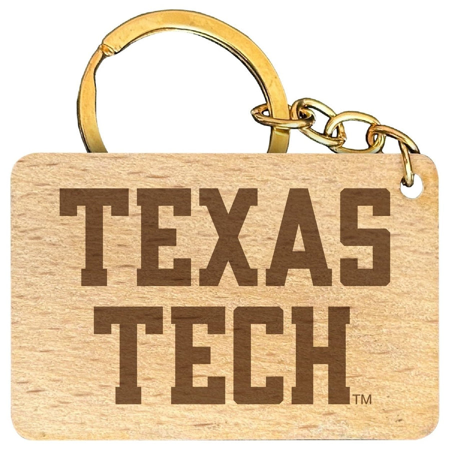 Texas Tech Red Raiders Engraved Flat Wood Keychain 1.5" x 2.5" Officially Licensed Collegiate Product Image 1