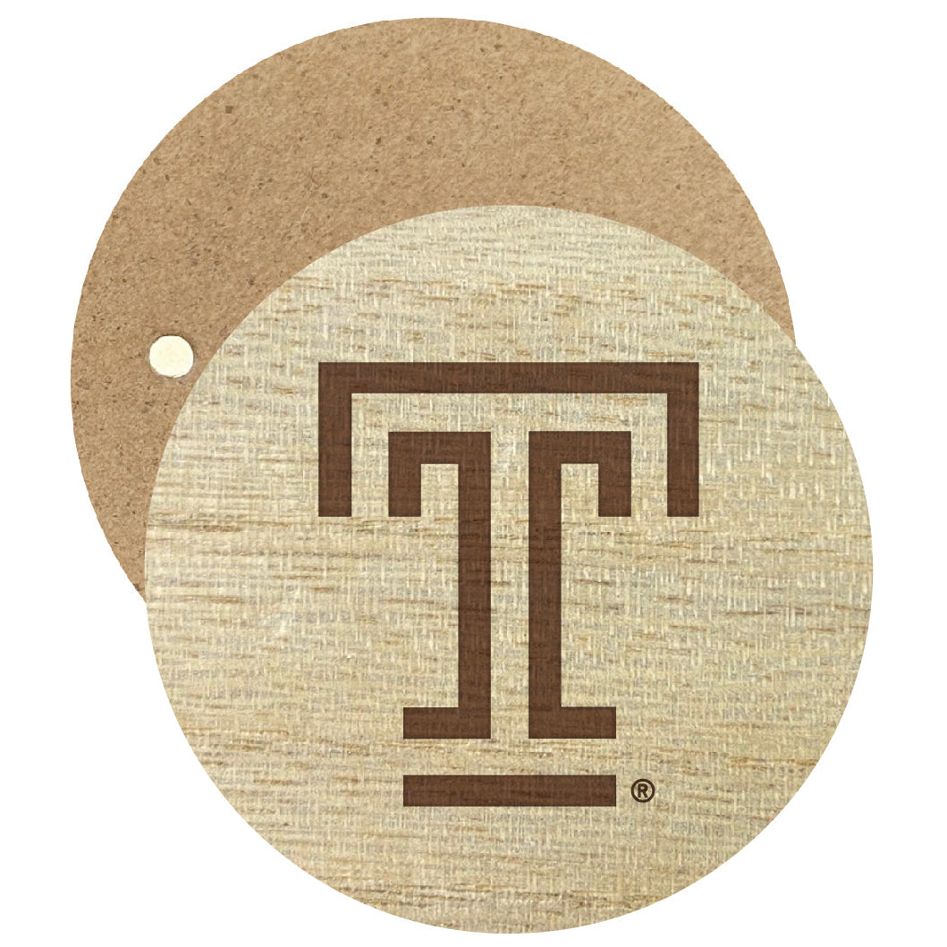 Temple University Engraved Round Wooden 2.5" Fridge Magnet Officially Licensed Collegiate Product Image 1