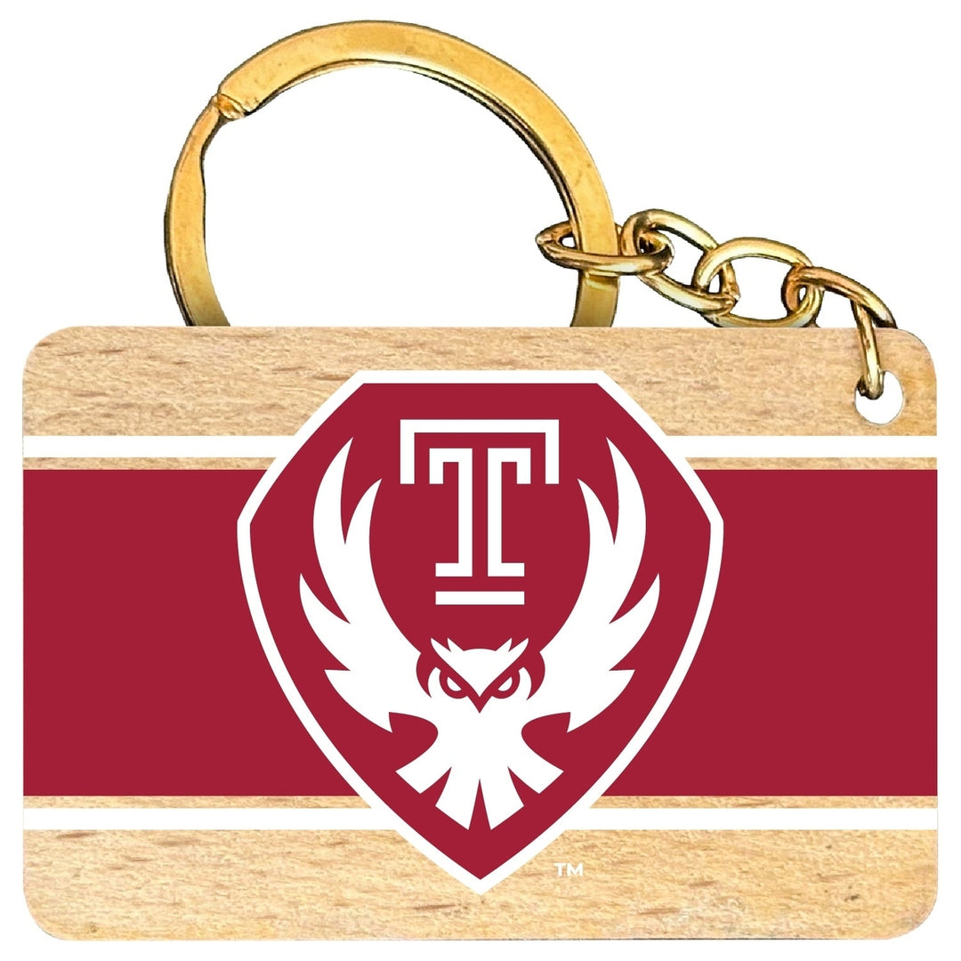 Temple University Flat Wood Keychain 1.5" x 2.5" Officially Licensed Collegiate Product Image 1