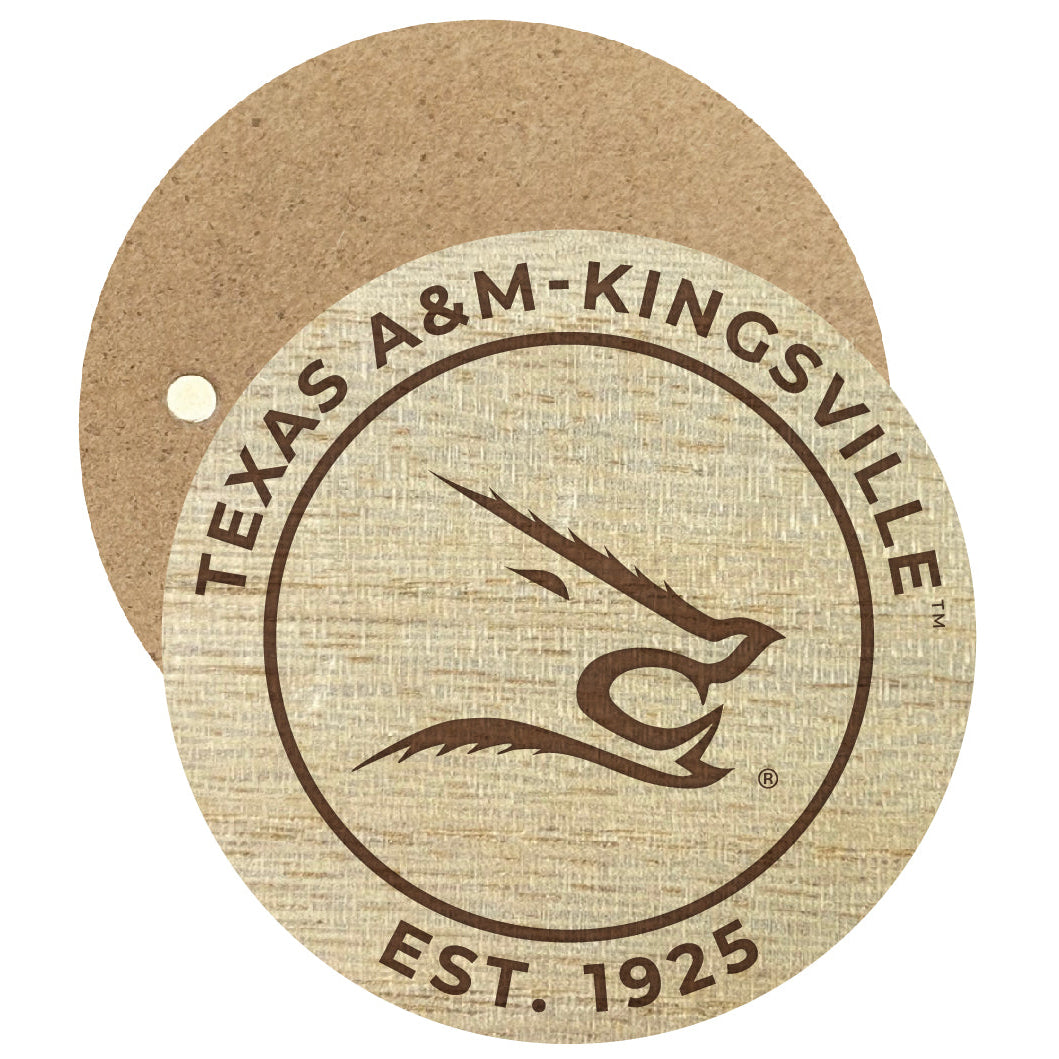 Texas AandM Kingsville Javelinas Engraved Round Wooden 2.5" Fridge Magnet Officially Licensed Collegiate Product Image 1