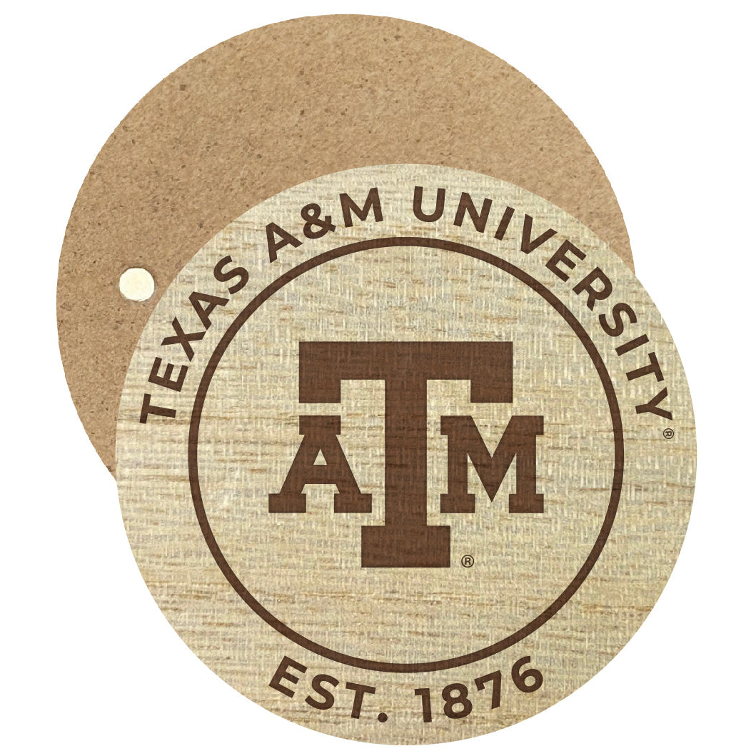 Texas AandM Aggies Engraved Round Wooden 2.5" Fridge Magnet Officially Licensed Collegiate Product Image 1