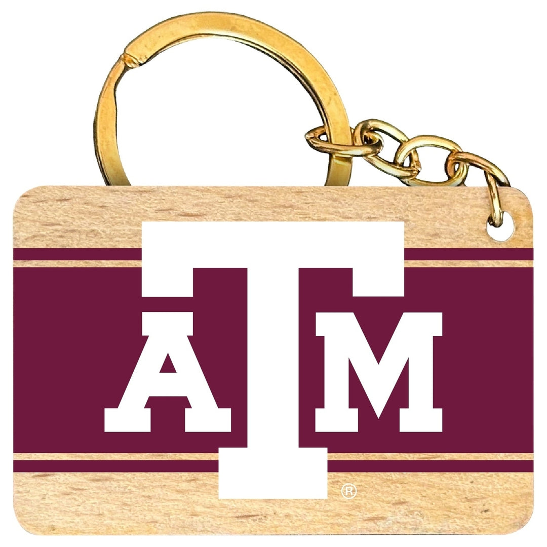 Texas AandM Aggies Flat Wood Keychain 1.5" x 2.5" Officially Licensed Collegiate Product Image 1