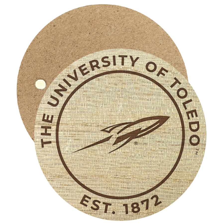 Toledo Rockets Engraved Round Wooden 2.5" Fridge Magnet Officially Licensed Collegiate Product Image 1