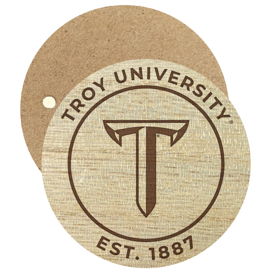 Troy University Engraved Round Wooden 2.5" Fridge Magnet Officially Licensed Collegiate Product Image 1