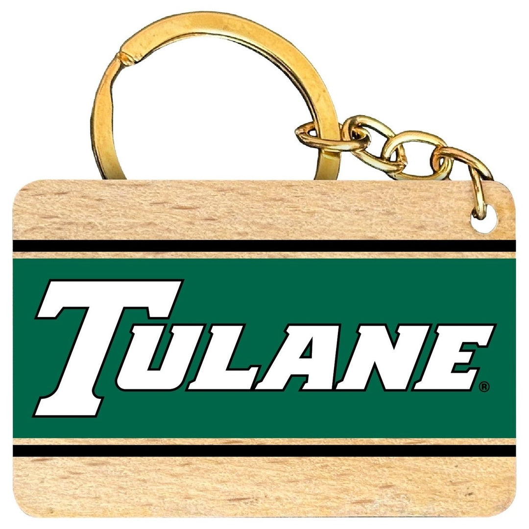 Tulane University Green Wave Flat Wood Keychain 1.5" x 2.5" Officially Licensed Collegiate Product Image 1