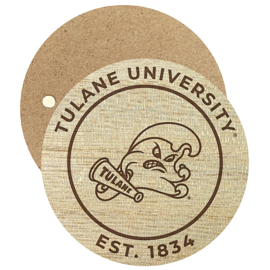 Tulane University Green Wave Engraved Round Wooden 2.5" Fridge Magnet Officially Licensed Collegiate Product Image 1