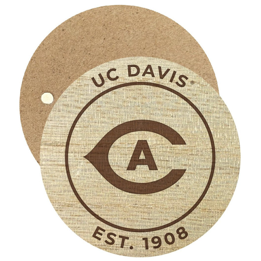 UC Davis Aggies Engraved Round Wooden 2.5" Fridge Magnet Officially Licensed Collegiate Product Image 1