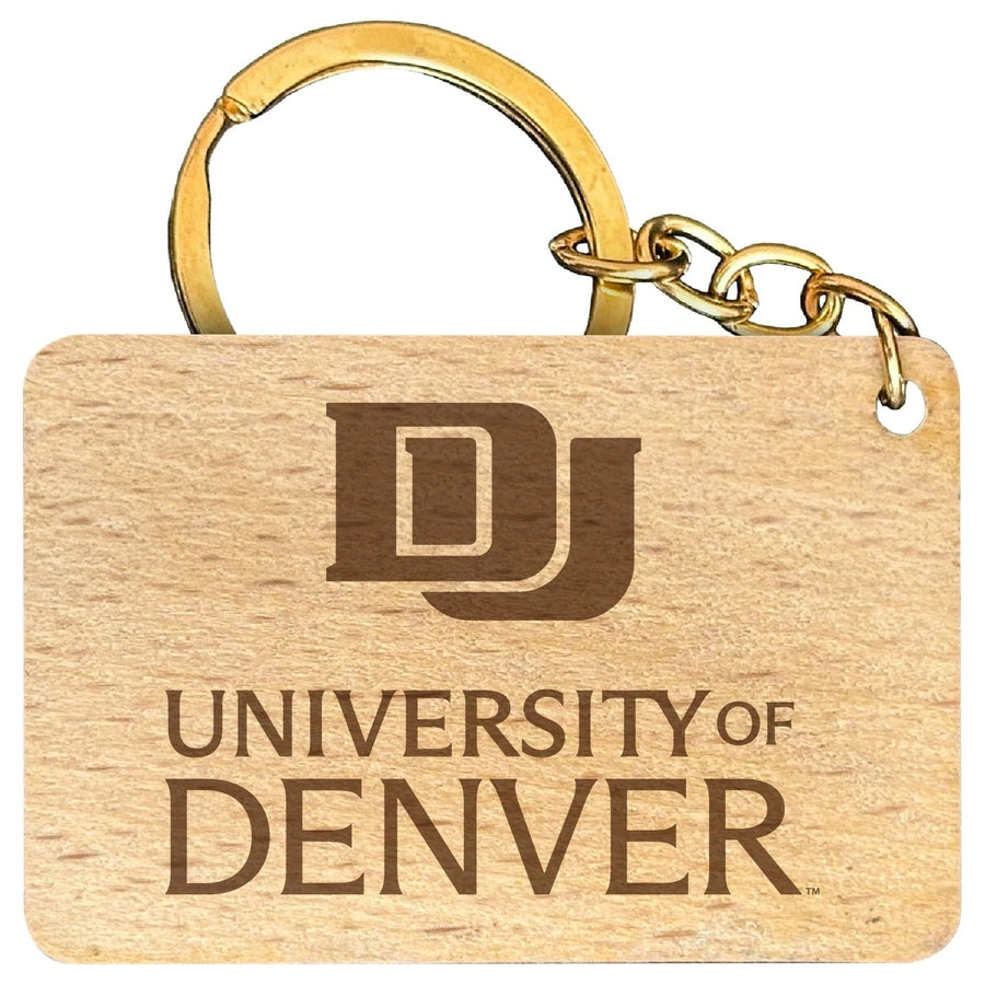 University of Denver Pioneers Engraved Flat Wood Keychain 1.5" x 2.5" Officially Licensed Collegiate Product Image 1