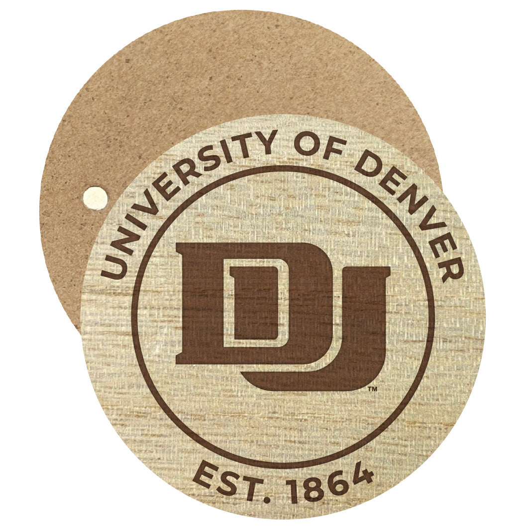 University of Denver Pioneers Engraved Round Wooden 2.5" Fridge Magnet Officially Licensed Collegiate Product Image 1