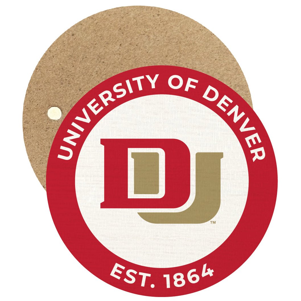 University of Denver Pioneers Round Wooden 2.5" Fridge Magnet Officially Licensed Collegiate Product Image 1