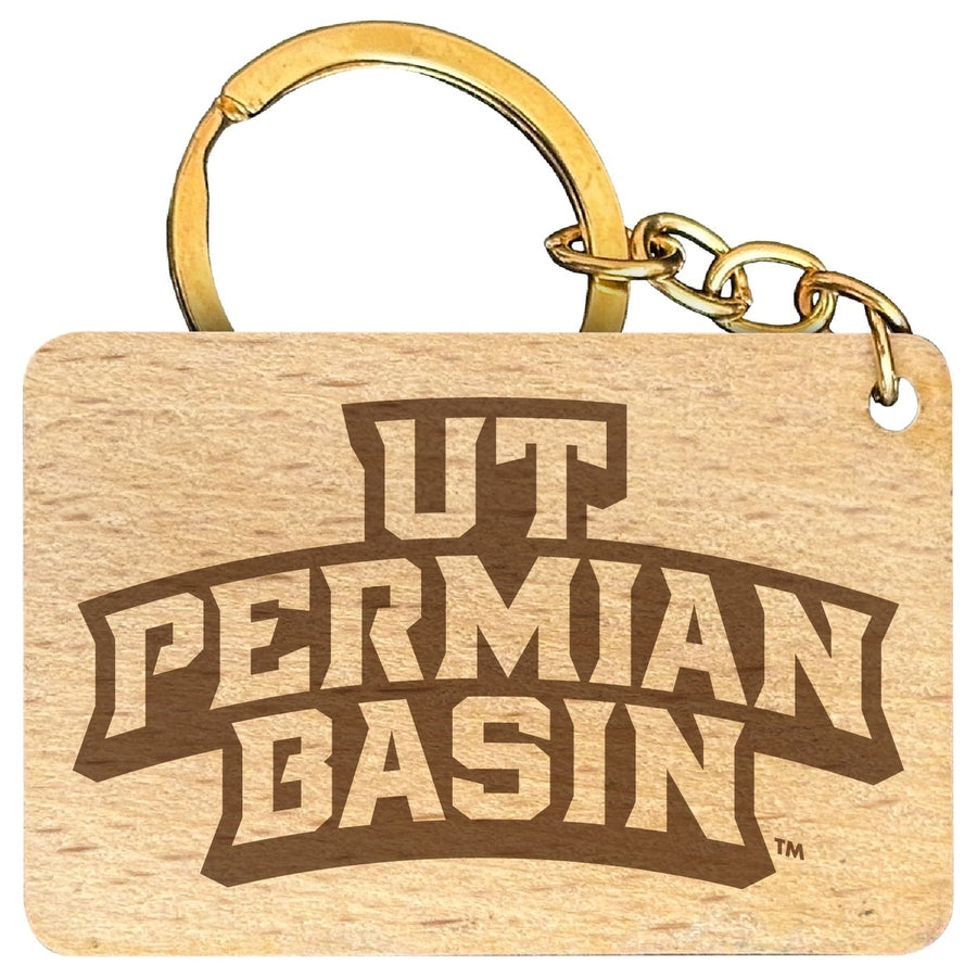 University of Texas of the Permian Basin Engraved Flat Wood Keychain 1.5" x 2.5" Officially Licensed Collegiate Product Image 1