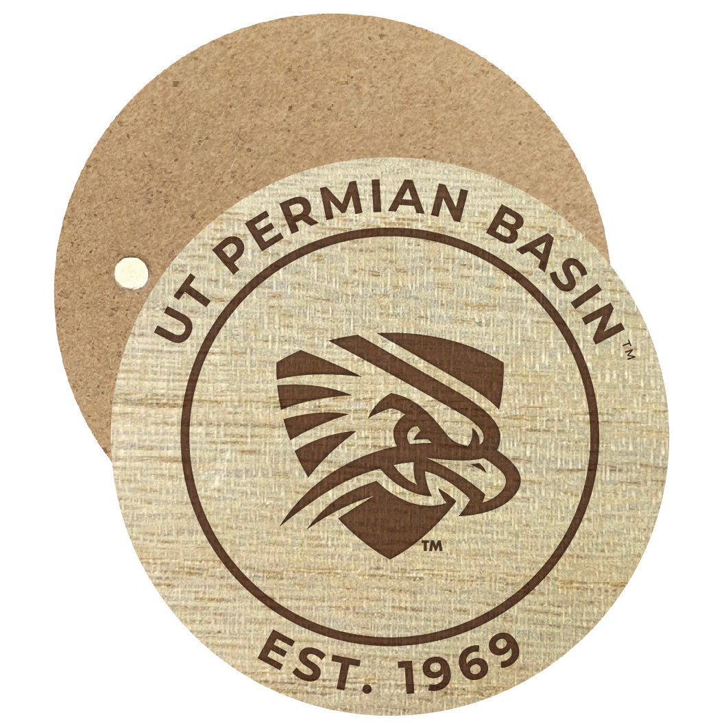 University of Texas of the Permian Basin Engraved Round Wooden 2.5" Fridge Magnet Officially Licensed Collegiate Product Image 1