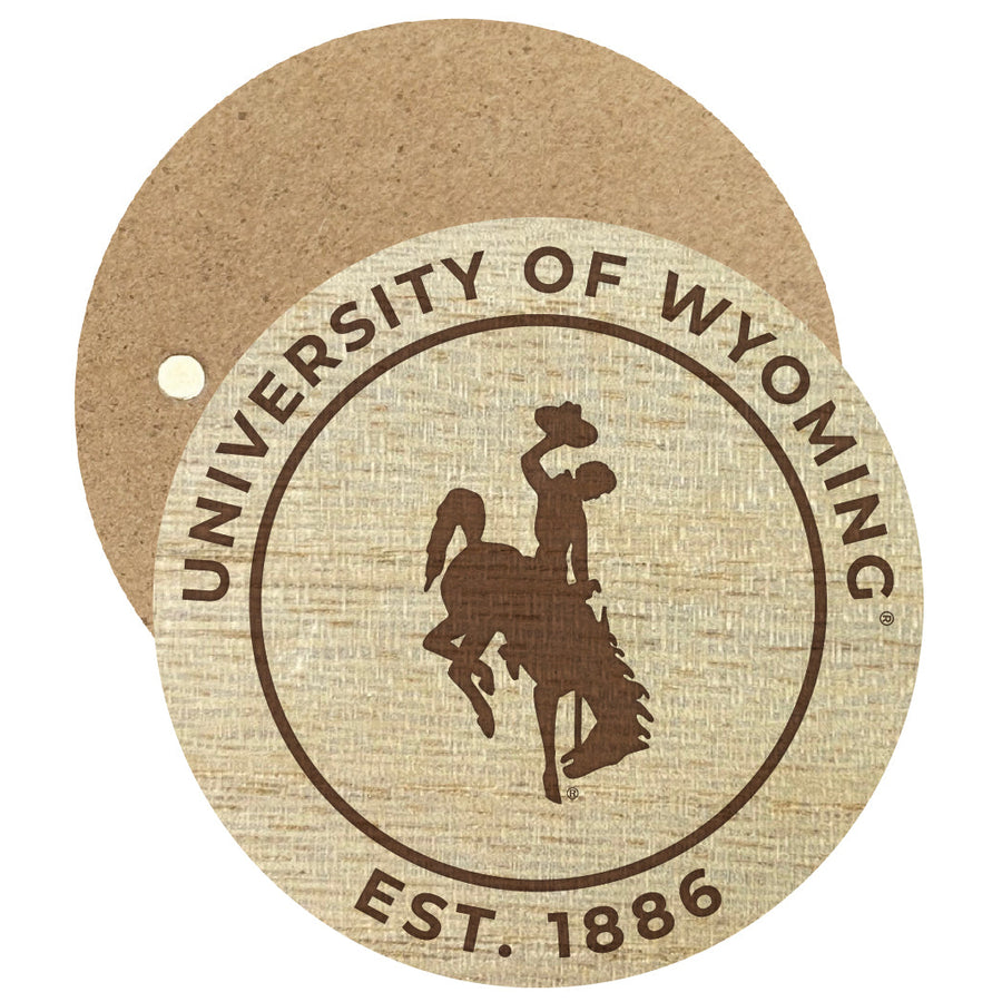 University of Wyoming Engraved Round Wooden 2.5" Fridge Magnet Officially Licensed Collegiate Product Image 1