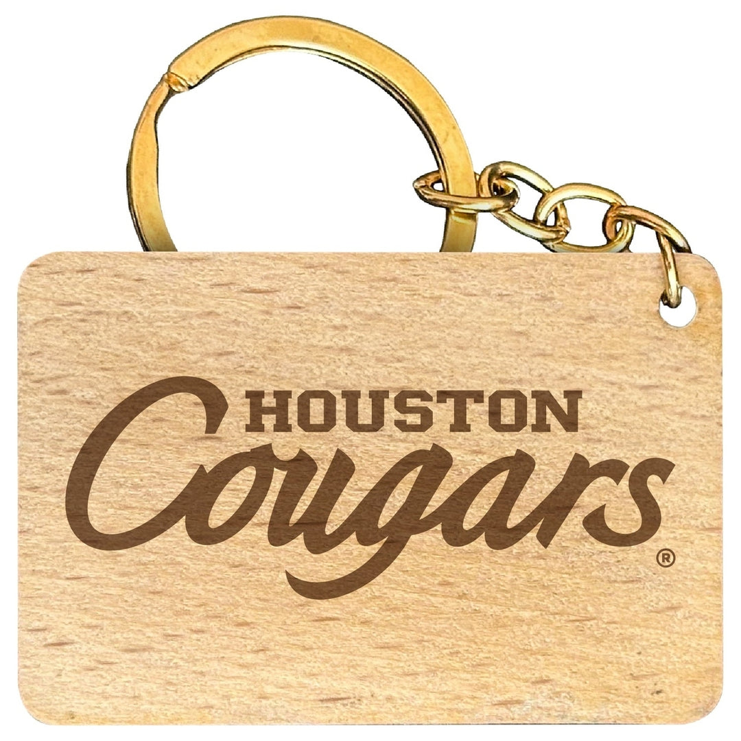 University of Houston Engraved Flat Wood Keychain 1.5" x 2.5" Officially Licensed Collegiate Product Image 1