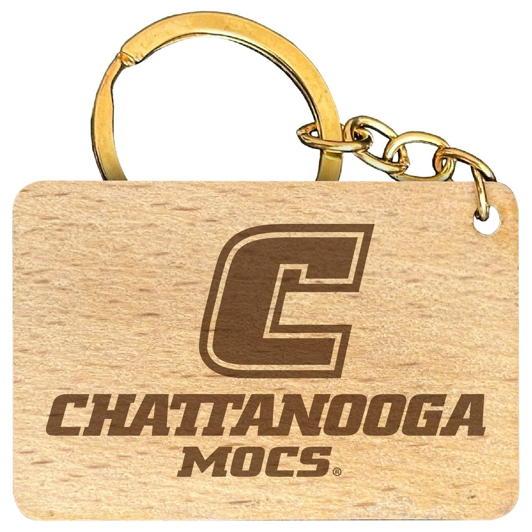 University of Tennessee at Chattanooga Engraved Flat Wood Keychain 1.5" x 2.5" Officially Licensed Collegiate Product Image 1