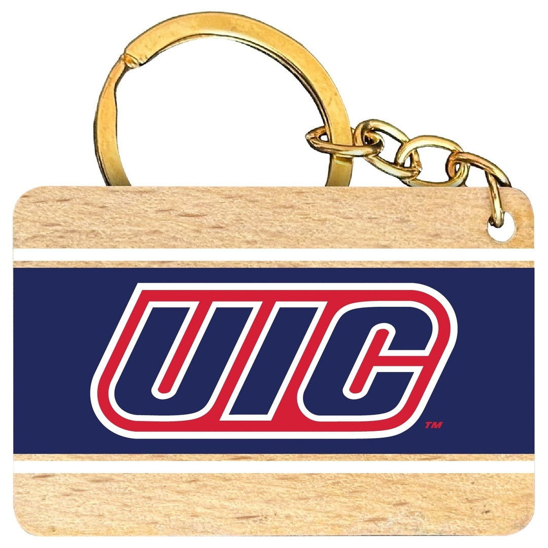 University of Illinois at Chicago Flat Wood Keychain 1.5" x 2.5" Officially Licensed Collegiate Product Image 1