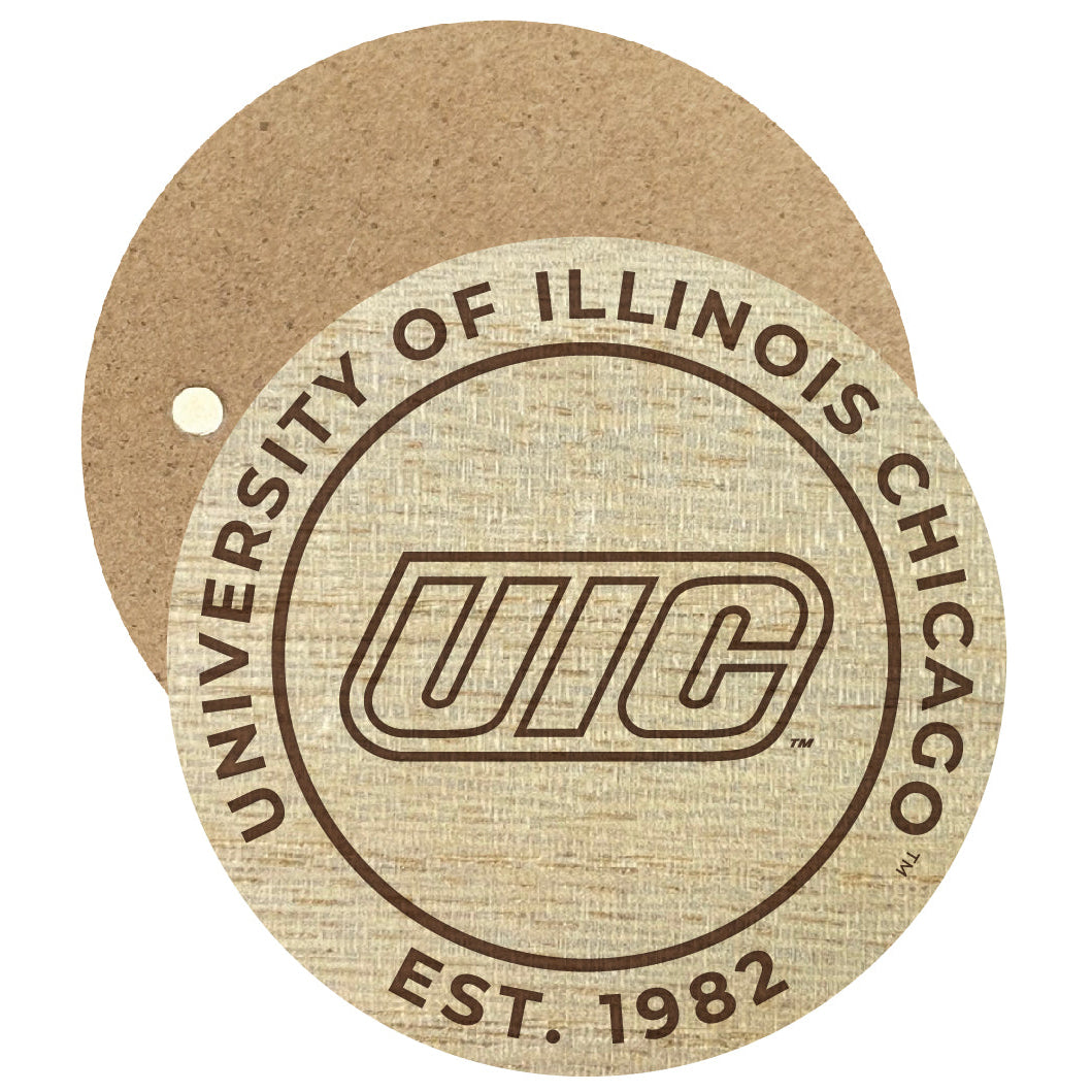 University of Illinois at Chicago Engraved Round Wooden 2.5" Fridge Magnet Officially Licensed Collegiate Product Image 1