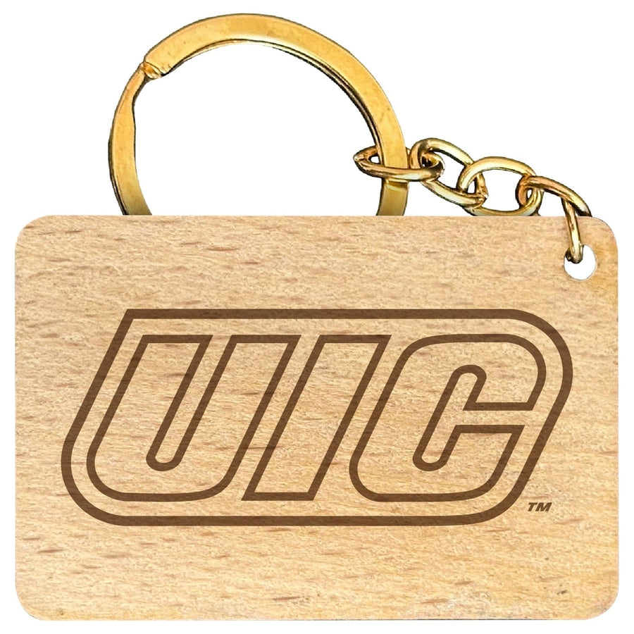 University of Illinois at Chicago Engraved Flat Wood Keychain 1.5" x 2.5" Officially Licensed Collegiate Product Image 1