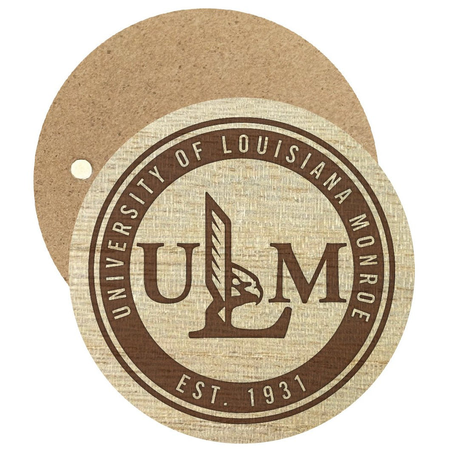 University of Louisiana Monroe Engraved Round Wooden 2.5" Fridge Magnet Officially Licensed Collegiate Product Image 1