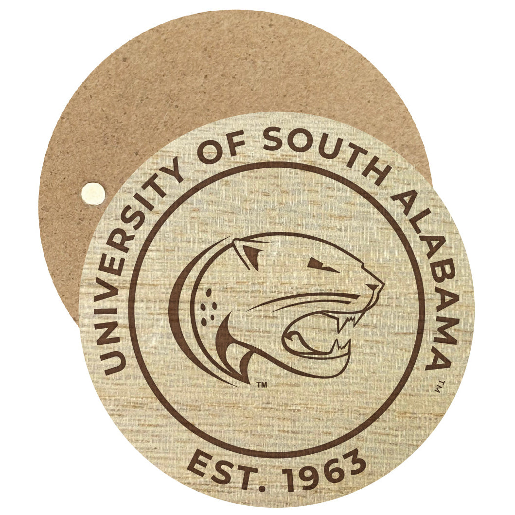 University of South Alabama Engraved Round Wooden 2.5" Fridge Magnet Officially Licensed Collegiate Product Image 1